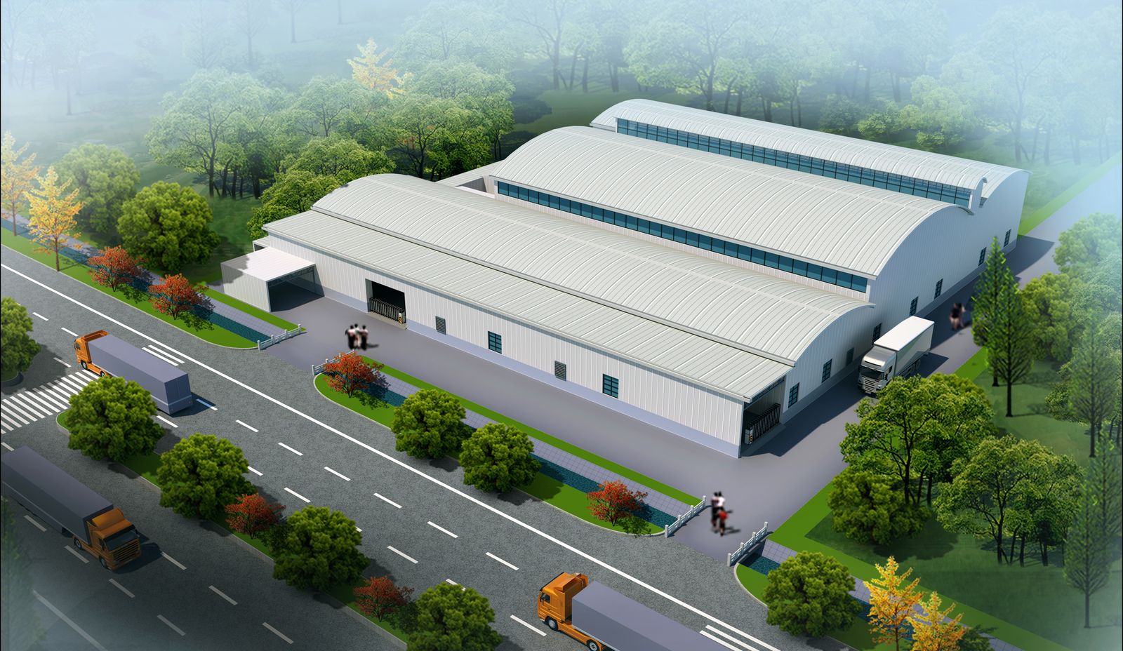 Factory 3D aerial view