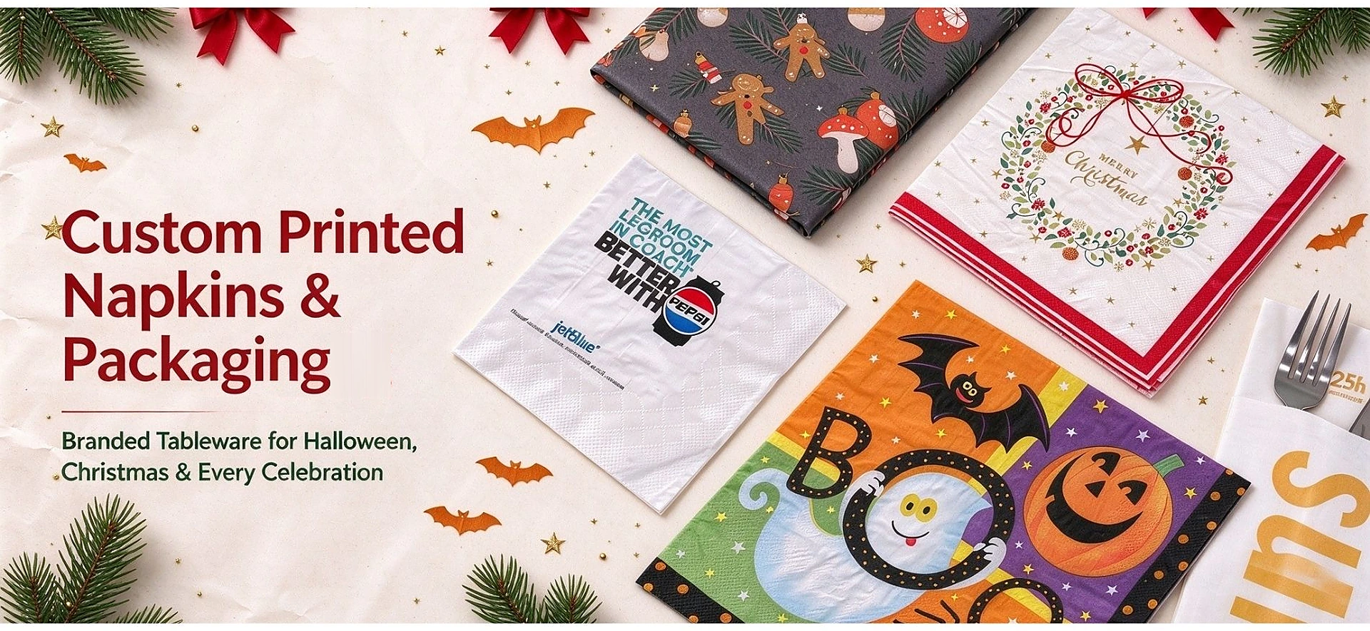 Custom printed napkins, party tableware and packaging — EZI LIVING